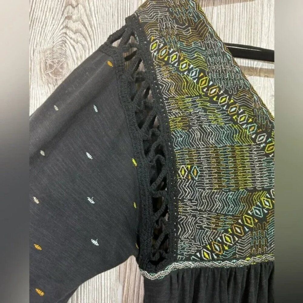 🌸Free People Much Love Balloon Sleeve Embroidered Crochet tunic Top dress XS - Picture 8 of 10